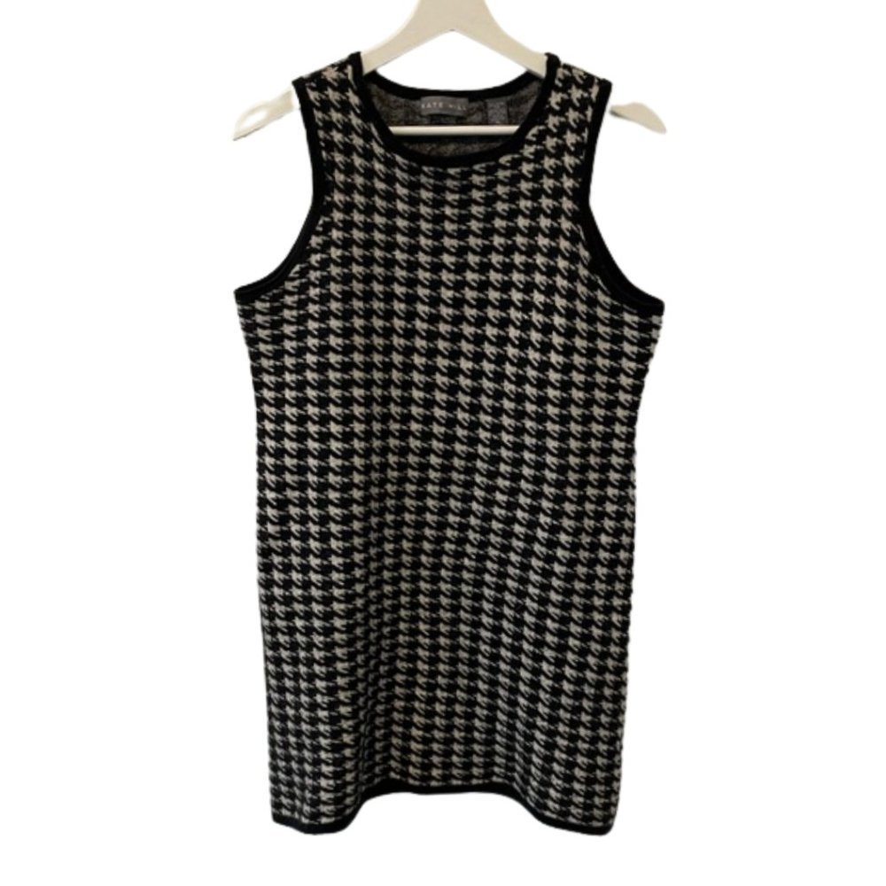 𝅺Kate Hill Hounds Tooth Merino Wool Mini Dress